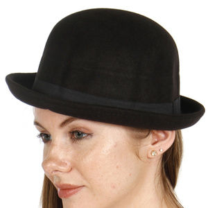 Rolled brim cloche hat Black